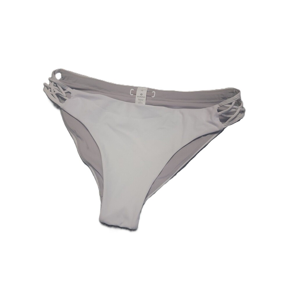 Lululemon Coastline Swim Bikini Bottoms Womens Size 10 White Full Coverage Fit